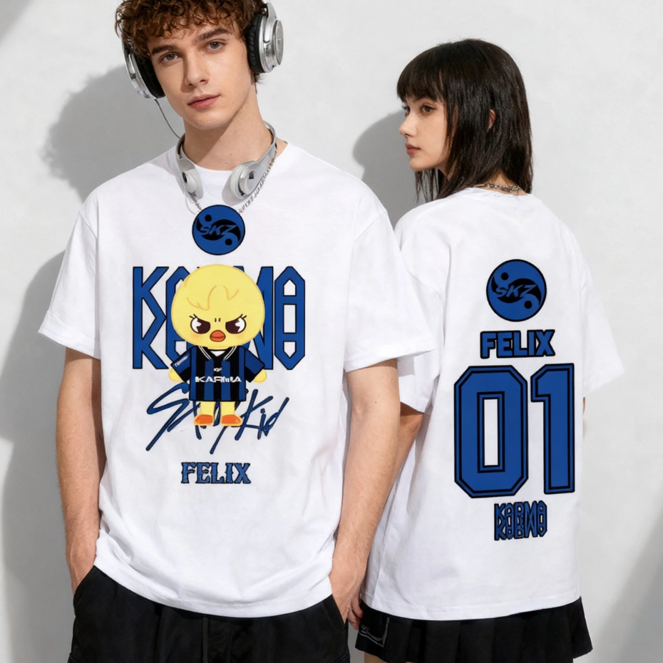 straykids フィリックス karma tシャツ Camiseta T-shirt Unissex Stray Kids Album Karma Integrante Felix