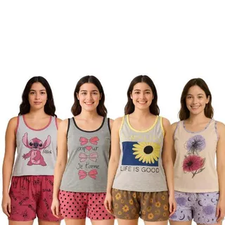 Kit com 3 Baby Doll Regata Estampado Feminino em Oferta na Shopee