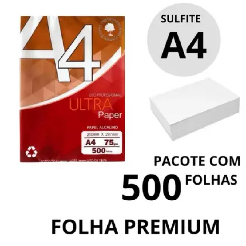 Pacote De Folha Sulfite 500 Folhas A4 Branca 75gm | Shopee Brasil