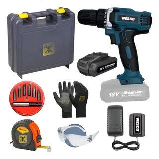 Parafusadeira Furadeira 18v 10mm Ws2972 Wesco + Kit Maleta em Oferta na Shopee