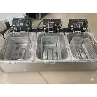 Fritadeira Elétrica Profissional em Inox 3 Cubas 15 Litros com 9.000 Watts- Eficiência e Qualidade para sua cozinha em Oferta na Shopee