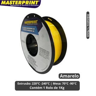 Filamento 3D - PETG Amarelo - Rolo 1KG (1.75mm)