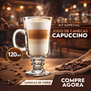 Kit 6 Taças de Vidro 120ml para Cappuccino – Elegância e Sofisticação
