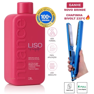 Liso Perfeito Alisamento Capilar Nuance 1 Litro Ganhe Chapinha Bivolt em Oferta na Shopee