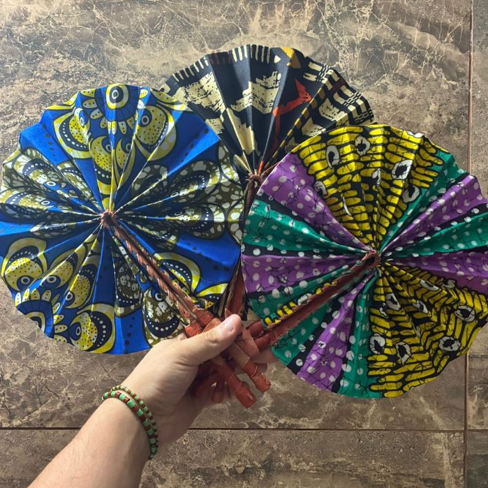 Leque de Ankara Abano Africano - ESTAMPA ALEATÓRIA - (1 UNIDADE)