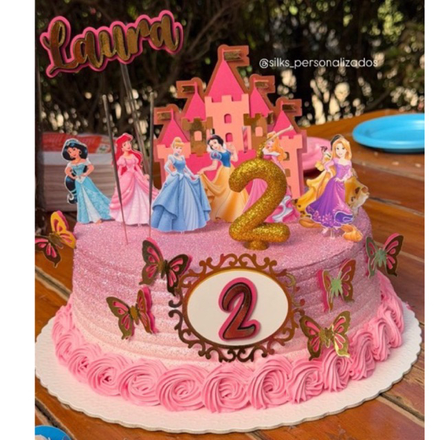TOPO DE BOLO 3D PERSONALIZADO PRINCESAS