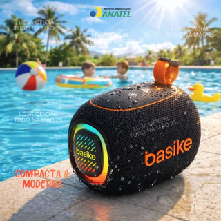 BASIKE Caixa de Som GRAVE POTENTE TWS Bluetooth Portátil 6h de Bateria LED 8W / 15W Som ao Ar Livre em Oferta na Shopee