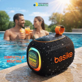 [NOVO] CAIXA DE SOM POTENTE BASIKE Prova d'água TWS Bluetooth Portátil 6h de Bateria LED - 8W / 15W em Oferta na Shopee