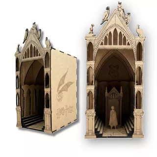 Book Nook Harry Potter Espelho de Ojesed - Cenário de Estante em MDF com LED | Aparador de Livros Geek