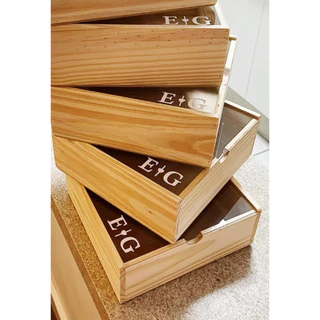 KIT 14un - Caixa estojo Alabama 20x20x9,5cm + PERSONALIZAÇÃO - Pinus com tampa transparente em Oferta na Shopee
