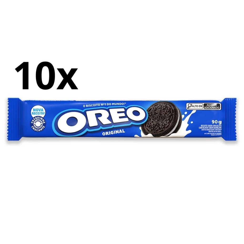 Kit com 10 Biscoito Recheado Oreo original 90g cada | Shopee Brasil