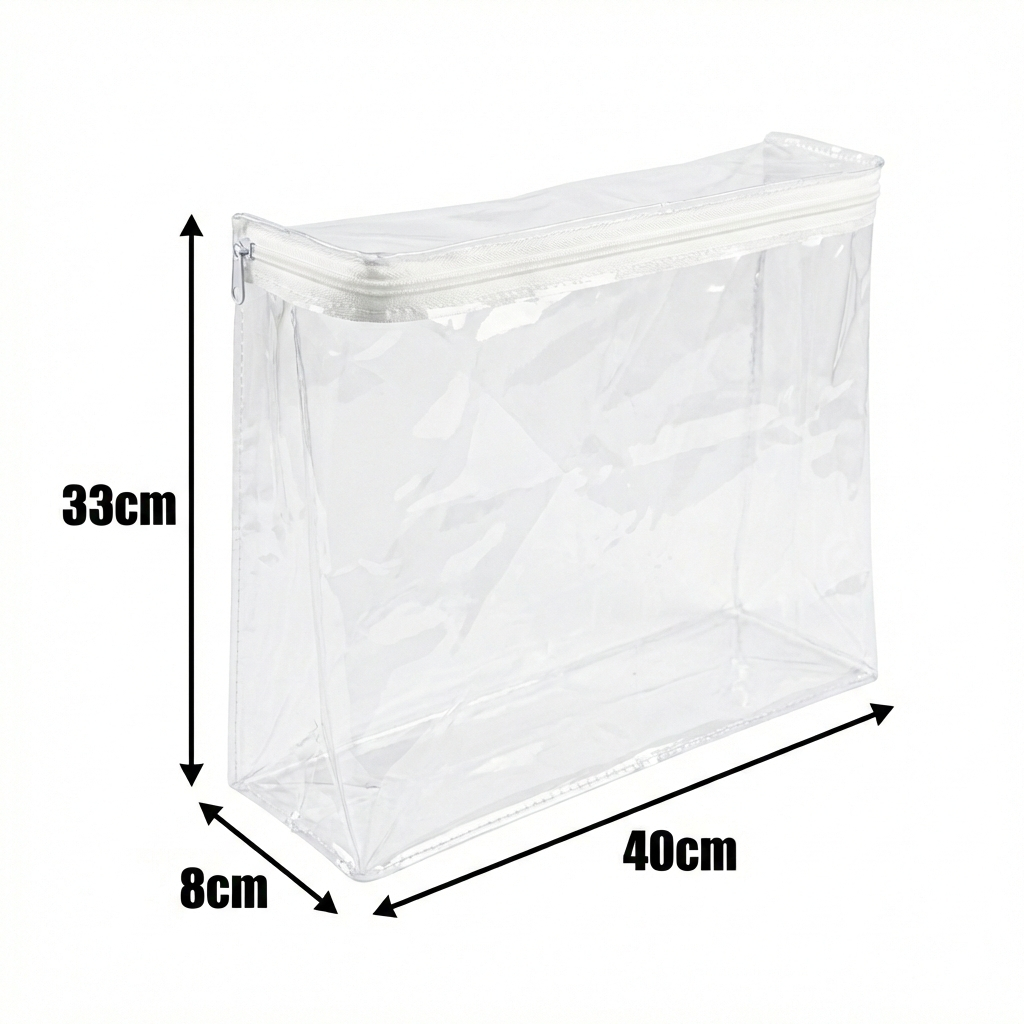 Saco Organizador Embalagem Pvc Transparente Com Ziper 5mm 33 x 40 x 8 ...