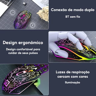 Bluetooth Mouse Ergonômico Sem Fio Luz De Fundo LED I RGB 2.4G Jogo De Modo Duplo I Para Jogos Ergonomia-6 Botões