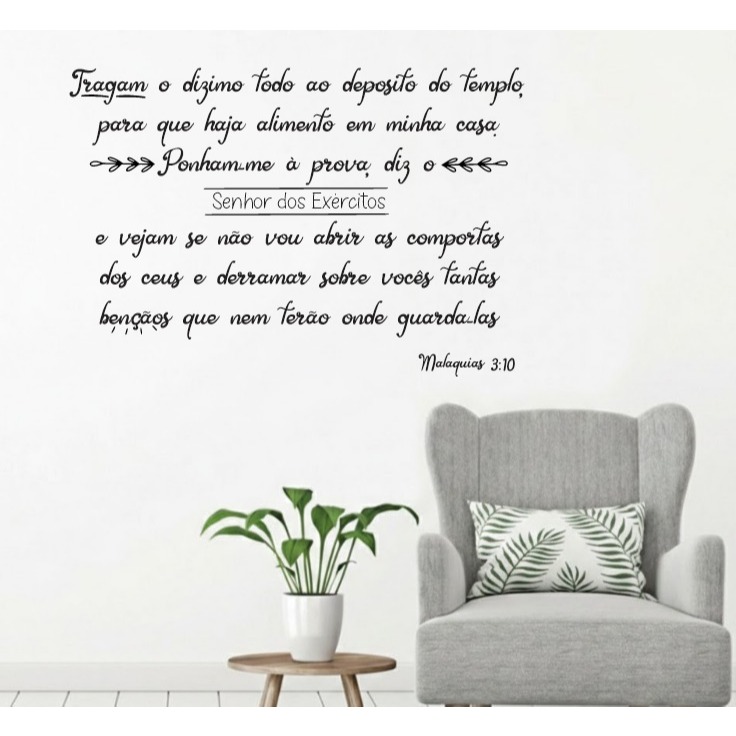 Adesivo de parede versículo bíblico Malaquias 3:10 dizimo igreja ...