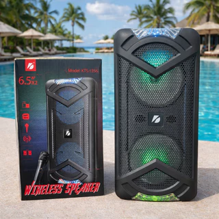 Caixa De Som Bluetooth Dupla 6.5'' Com Microfone Potente KTS-1356 em Oferta na Shopee