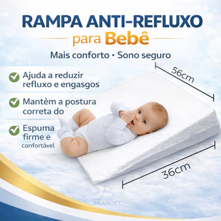 Travesseiro Anti Refluxo para Berço Bebê com Capa Lavável (Enchimento + Capa) (Grande) em Oferta na Shopee
