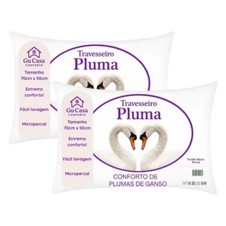 Kit 2 Travesseiros Plumax 70cm X 50cm Confortável  Macio Qualidade De Sono em Oferta na Shopee