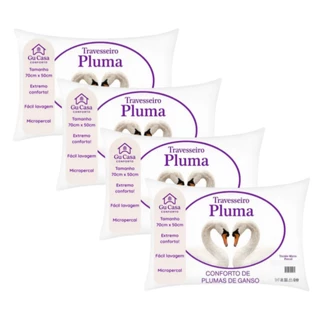 Kit 4 Travesseiros Plumas de Ganso Descanso 70x50cm em Oferta na Shopee