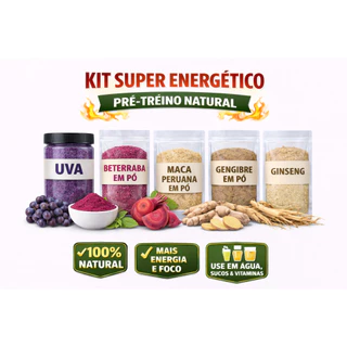 Kit treino Uva, Beterraba, Maca peruana, Gengibre e Giseng 500g