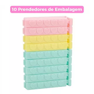 Kit 10 Prendedores Embalagem Coração Fofo Cozinha Veda