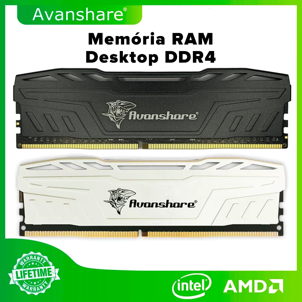 Memória RAM DDR4 8GB Avanshare 2666MHz ou 3200MHz Desktop