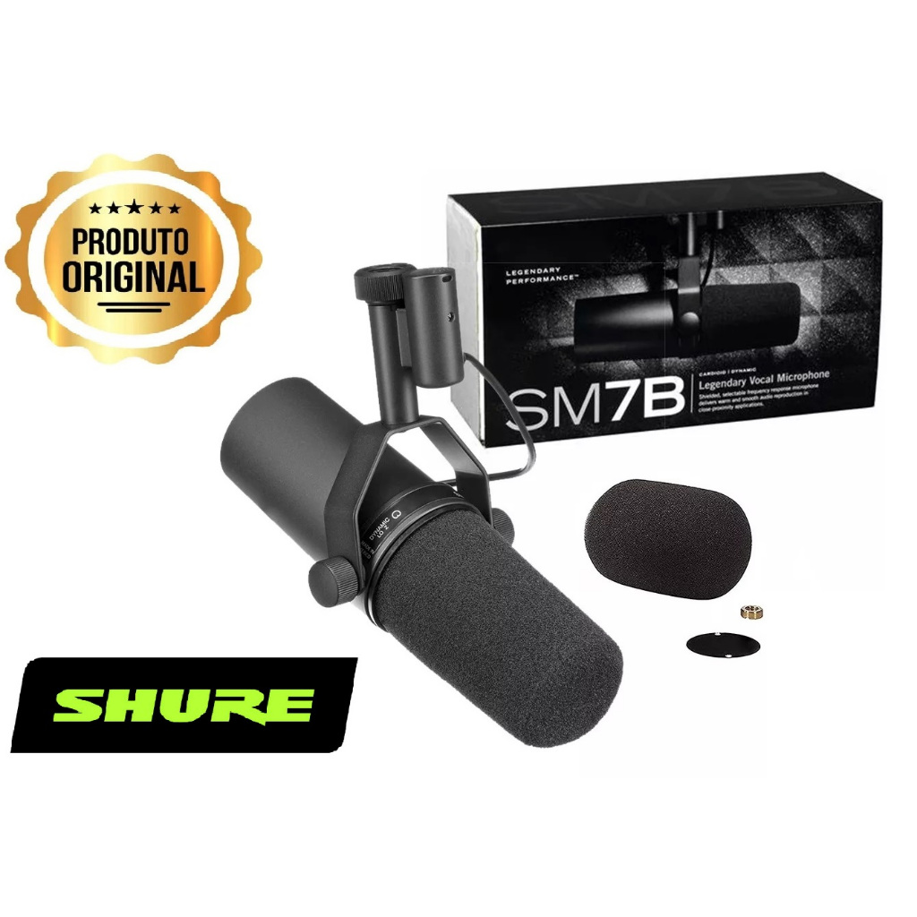 Microfone Shure Sm7b - Original - Dinâmico Para Podcast E Estúdio