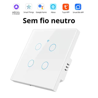Interruptor 4 Botões 4x4 Touch Wifi Inteligente Alexa Aplicativo SmartLife Tuya