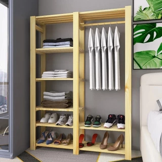Arara Cabideiro C/Prateleiras Organizador Roupas E Livros Cor Pinus