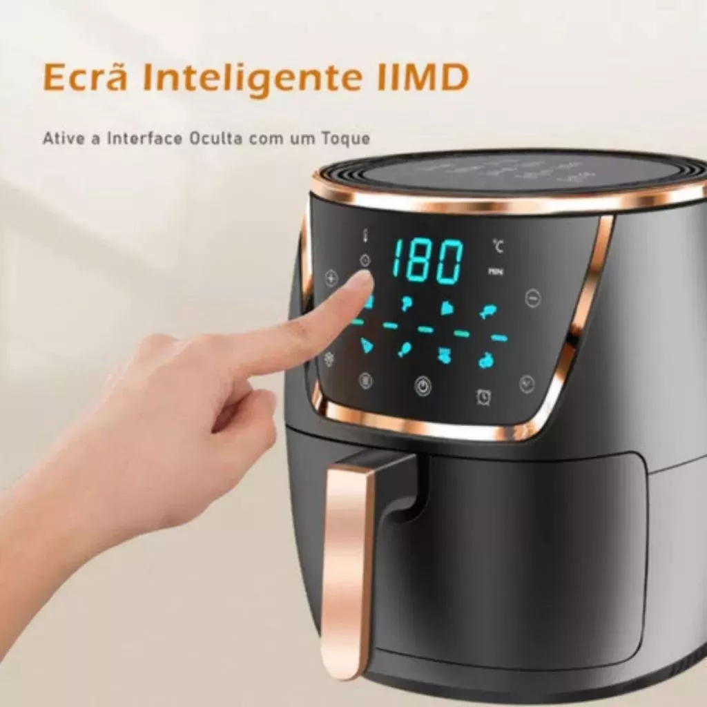 Fritadeira Elétrica sem Óleo 6.5L Air Fryer Digital Touch 1500Watts Preto 127V 220V