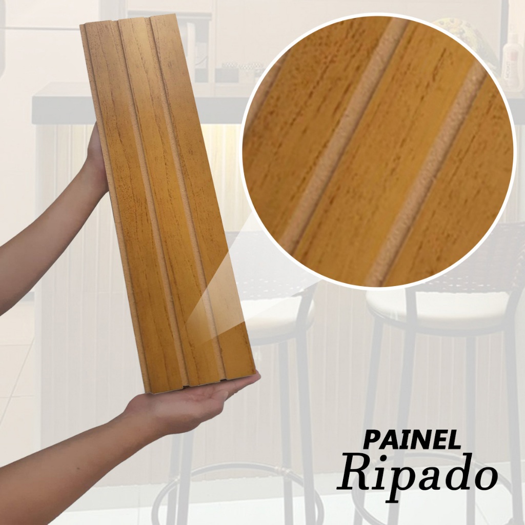 Kit 10 Placas Ripado em MDF Revestimento 45x10cm Painel Módulos ...