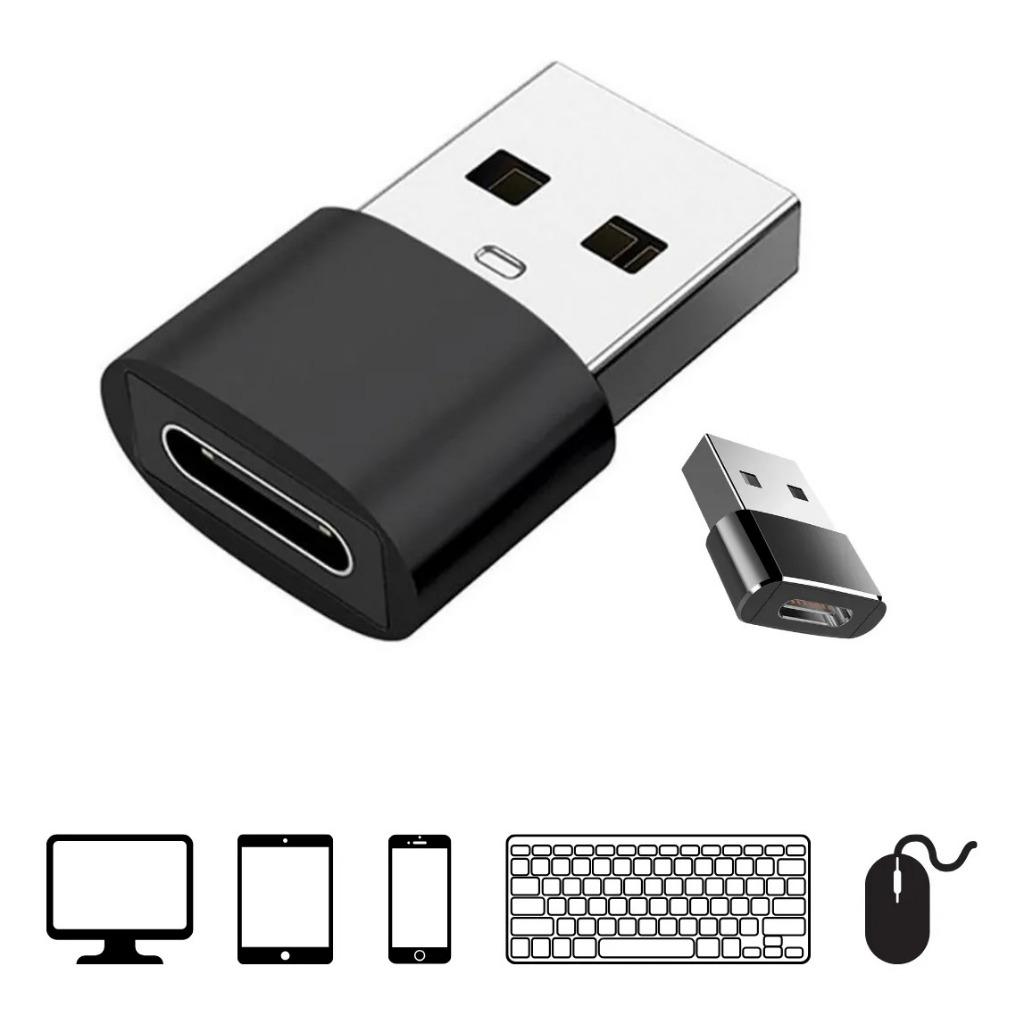 Adaptador Usb-c Type-c Fêmea Para Usb-a Macho Otg Preto/prata