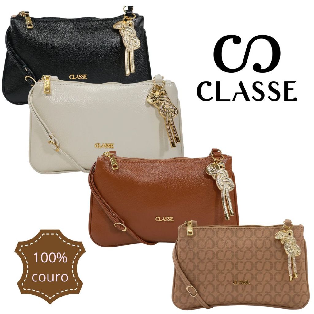 Bolsa Feminina Classe Couro Legitimo Pequena com Pingente Tranversal ...