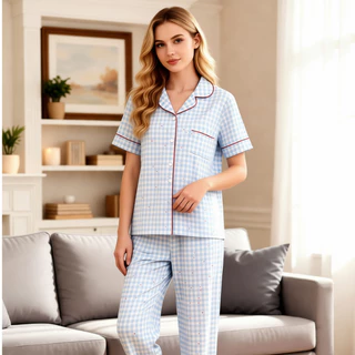 Conjunto de Pijama Americano Feminino Manga Curta e Calça Estampas Fofas Tendência 2026 Conforto Premium em Oferta na Shopee