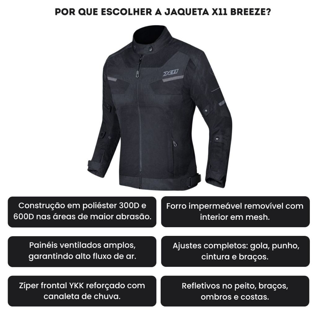 Kit Casal Jaqueta Brezze Impermeável Motociclista Com Protetores