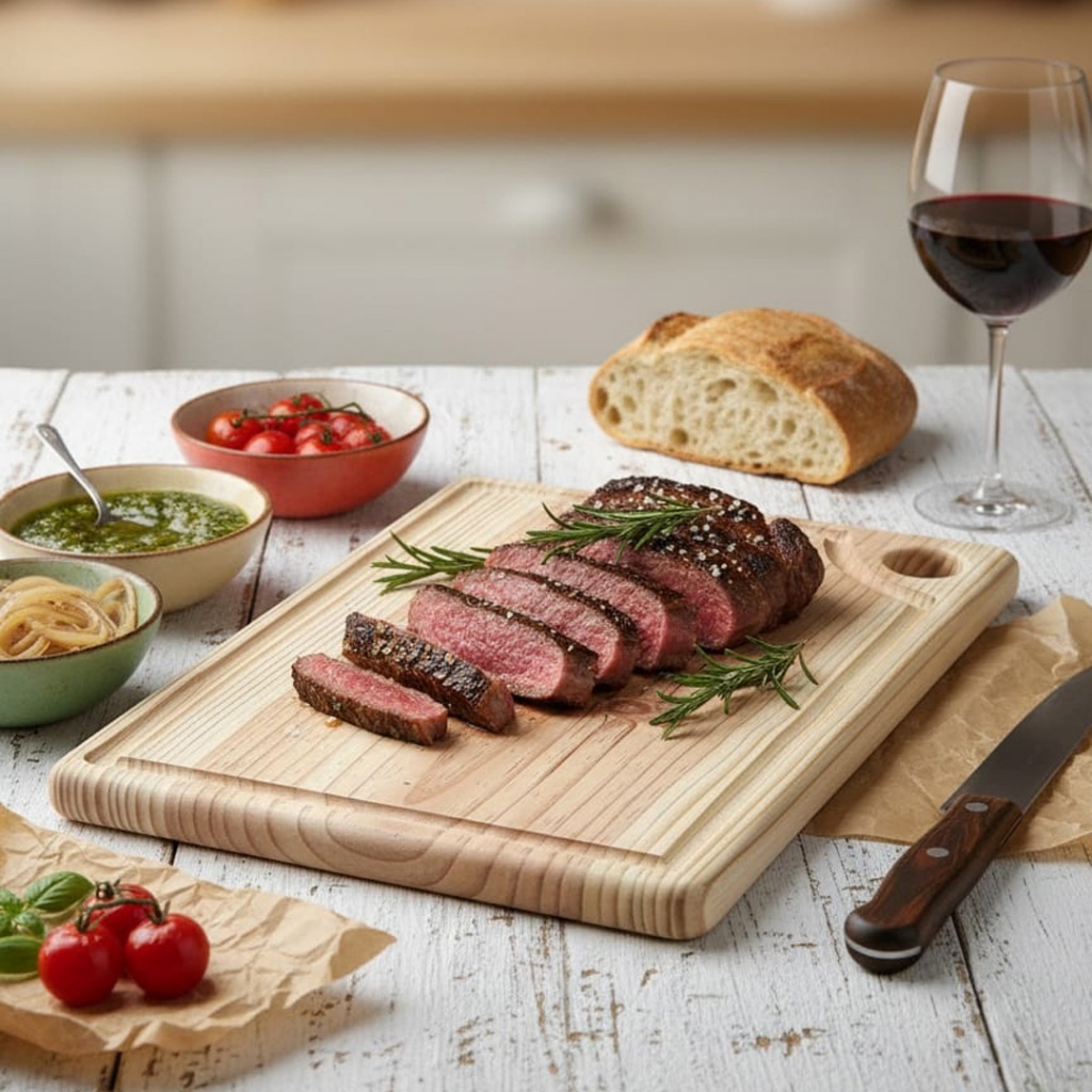 Tabua de Carne Churrasco Premium em Madeira Grossa para Corte e Servir ...