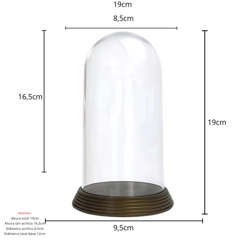 Redoma Cúpula Em Acrílico 20cm 15cm 11cm