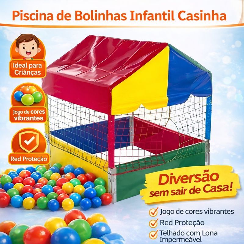 Piscina de Bolinhas Infantil Casinha Fácil de Montar com Lona ...