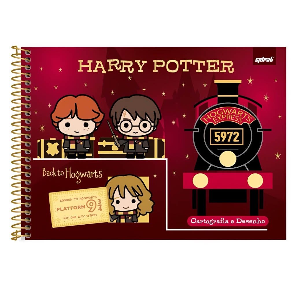Caderno Harry Potter Cartografia e Desenho 80 Fls Capa Dura Espiral ...