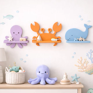 Trio Prateleira Fundo do Mar Decoração Fundo do Mar em MDF em Oferta na Shopee