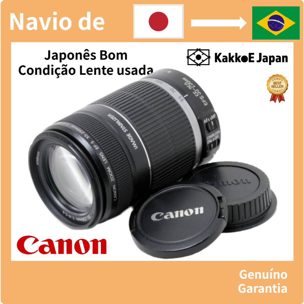 Lente teleobjetiva Canon EF-S55-250mm F4-5.6 IS para câmeras APS-C