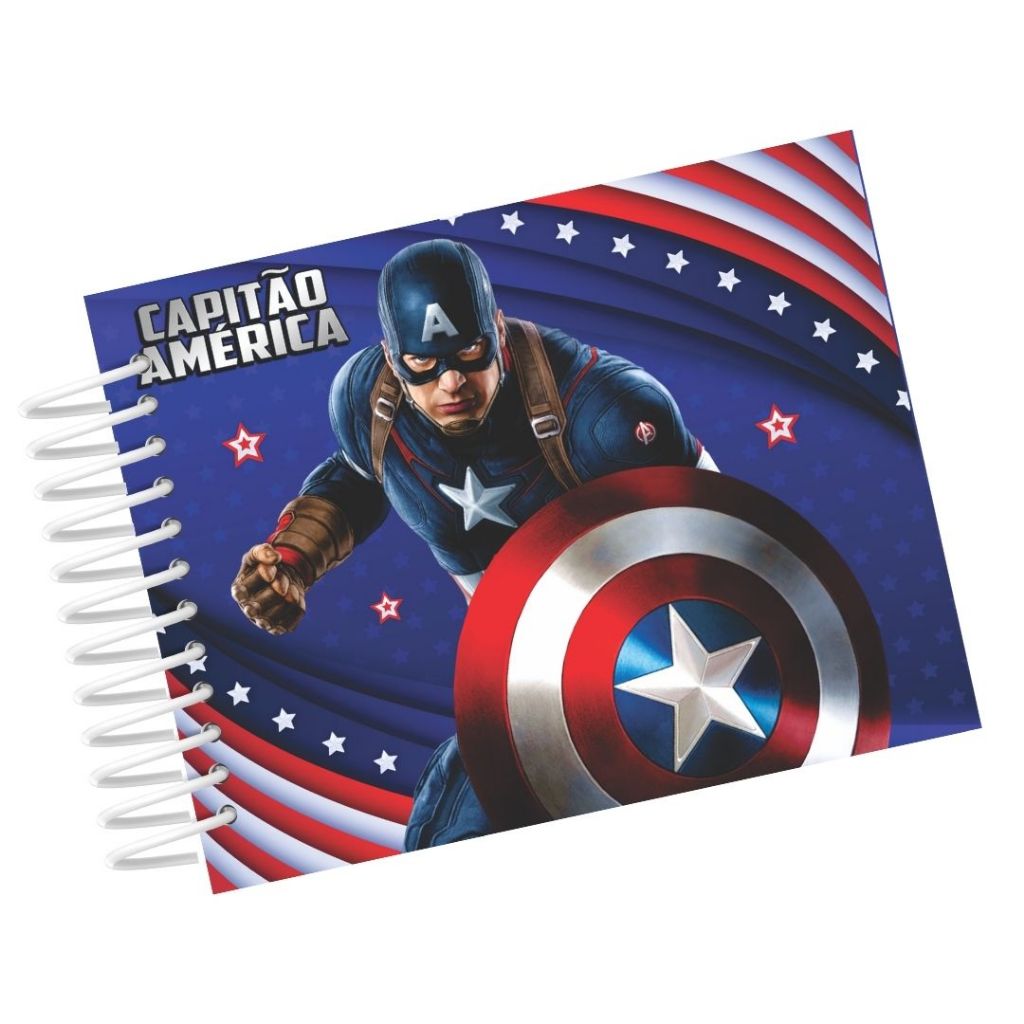 Caderno de Desenho Capitão América Capa Dura 96 folhas | Shopee Brasil