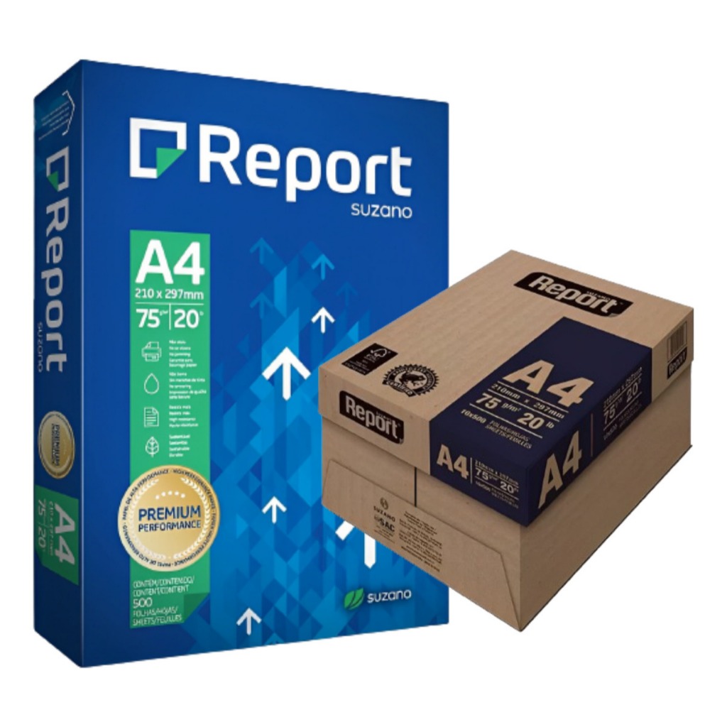 Kit 5 Resma Papel Sulfite A4 Report Premium Resma 2500 Folhas Branco ...