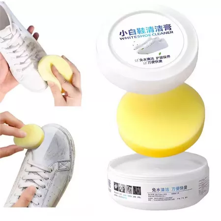 120g Limpador de Tênis Branco + Esponja /Sapatos Cuidados De Limpeza Creme Sujeira Branqueador De Pasta Concentrada Ultr