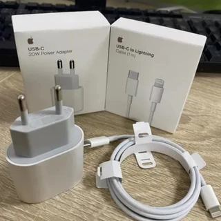 Kit Carregador Original Fonte Apple 20W + Cabo Lightning USB-C 100% Original iPhone Carregamento Rápido