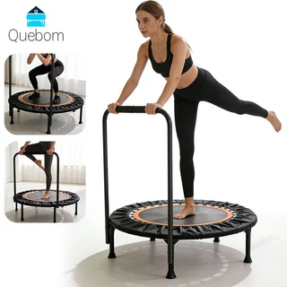 Trampolim Jump Profissional 1m com Barra de Apoio Estrutura Reforçada 200kg Cama Elástica com Capa Saia para Academia em Oferta na Shopee