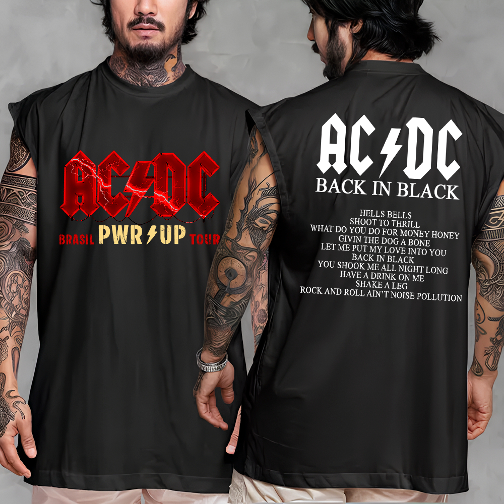 Camisa Regata Oversized Machão ACDC Frente e Costa PWR UP Tour Show ...