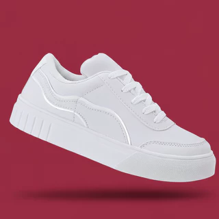 Tenis Branco Feminino Casual Elegante Sapato Academia Esporte Lindo Pronta Entrega