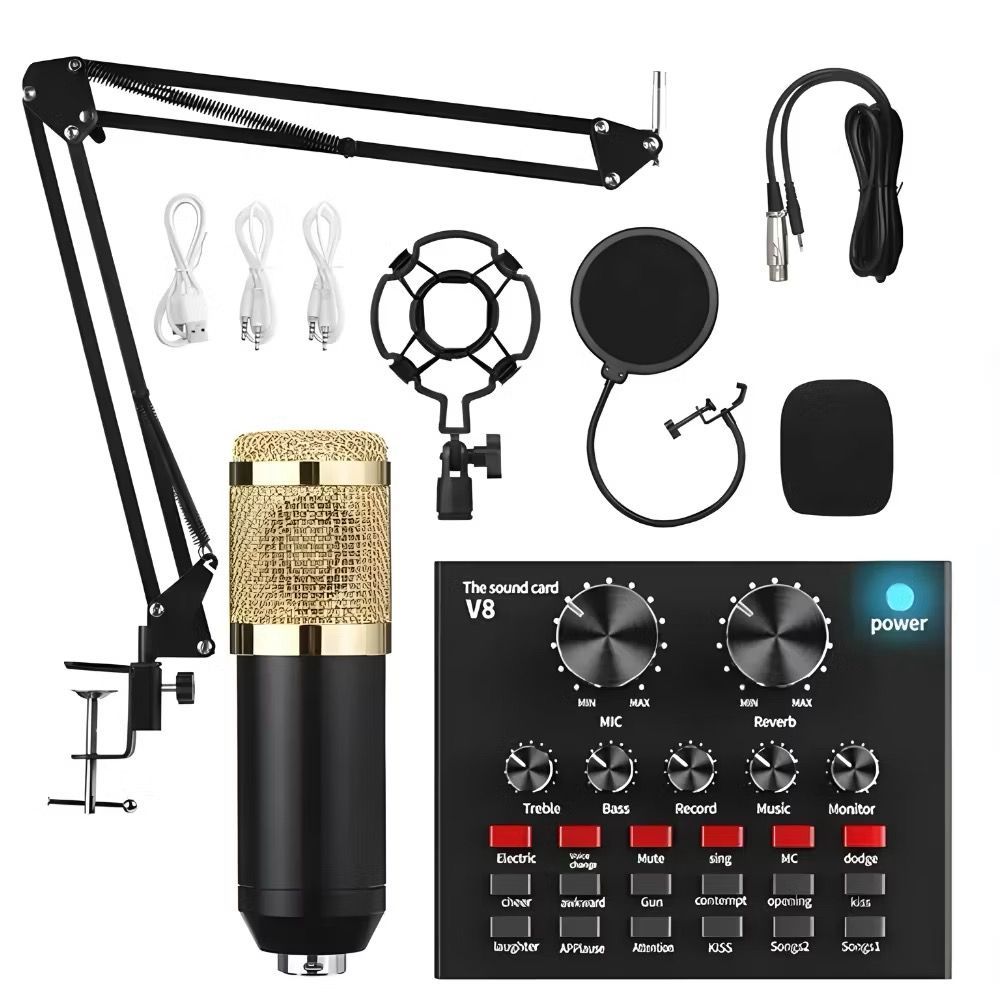 Kit Completo Interface Mesa V8 + Microfone Bm800 Com Braço Articulado ...