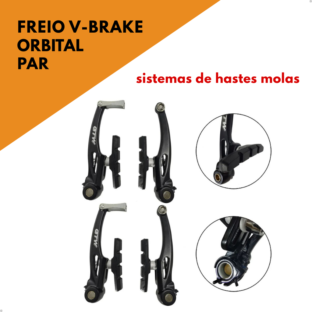 Freio V-brake Para Bicicleta Aro 20, 24, 26, 29 e 700 Bike Alumínio MTB ...