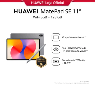 HUAWEI MatePad SE 11" | Com Caneta Capacitiva M-Pen Lite Tablet | Corpo em Metal | 7700 mAh + Superbateria de 22,5 W em Oferta na Shopee